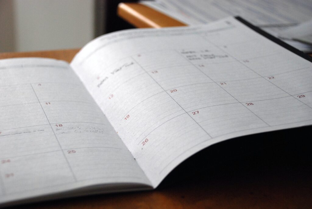 Image of a calendar focussing in on the 19th