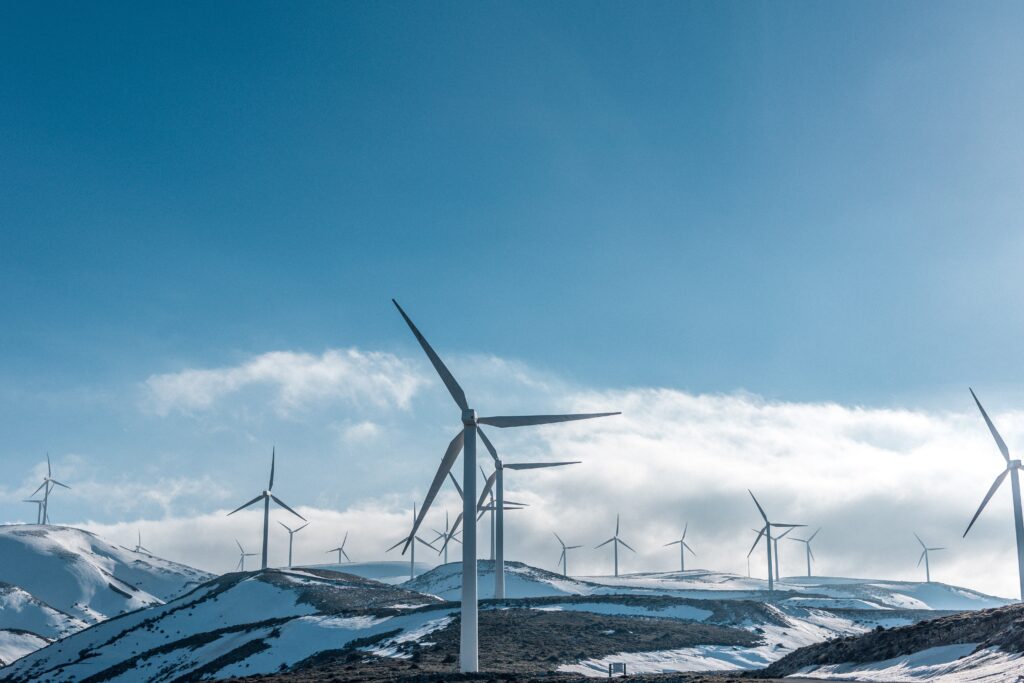Wind turbines on top of mountain