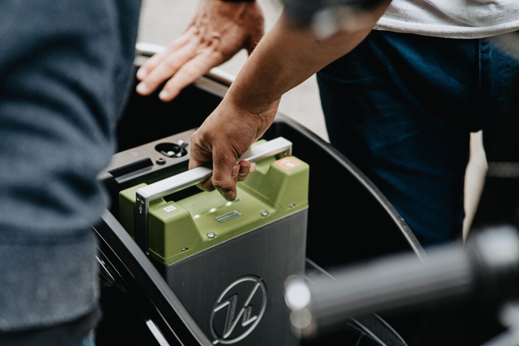 Man holding a energy storage battery