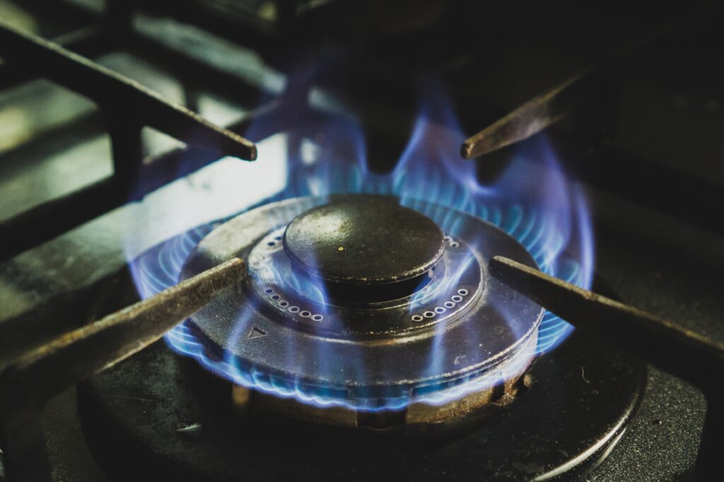 Close up shot of a gas stove element